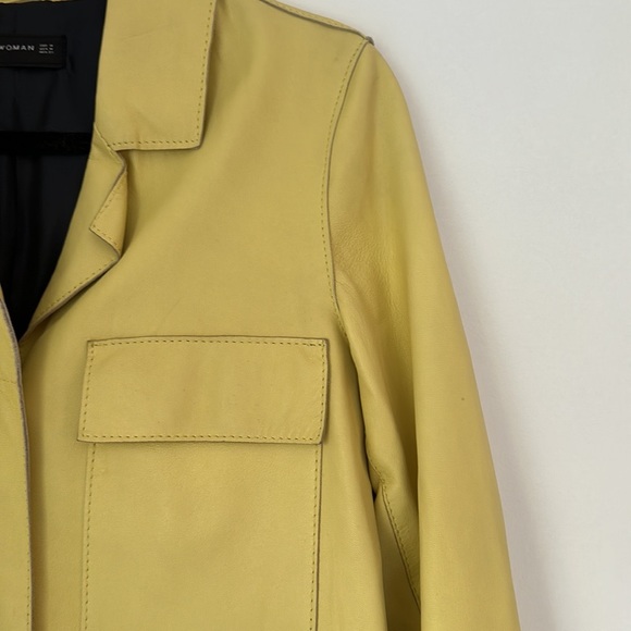 ♻️DONATED DEC. 2023♻️ 
Zara light yellow soft leather jacket size M - Picture 6 of 10